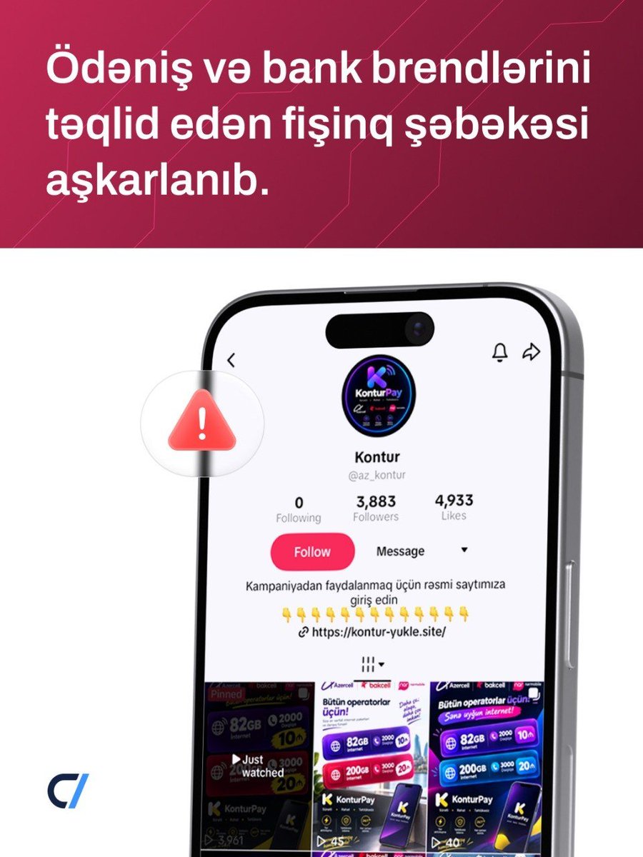 NCAAzerbaijan's tweet photo. Milli Kibertəhlükəsizlik Agentliyinin (MKA) açıq mənbələr üzrə apardığı monitorinqdə ödəniş sistemlərini təqlid edən altı sayt və onları yayan hesablar aşkarlanıb.
Daha ətraflı:https://t.co/FetGQZnCfU
#MKA #NCA #MilliCERT #Kibertəhlükəsizlik #Dələduzluq https://t.co/8H20wERdBN
