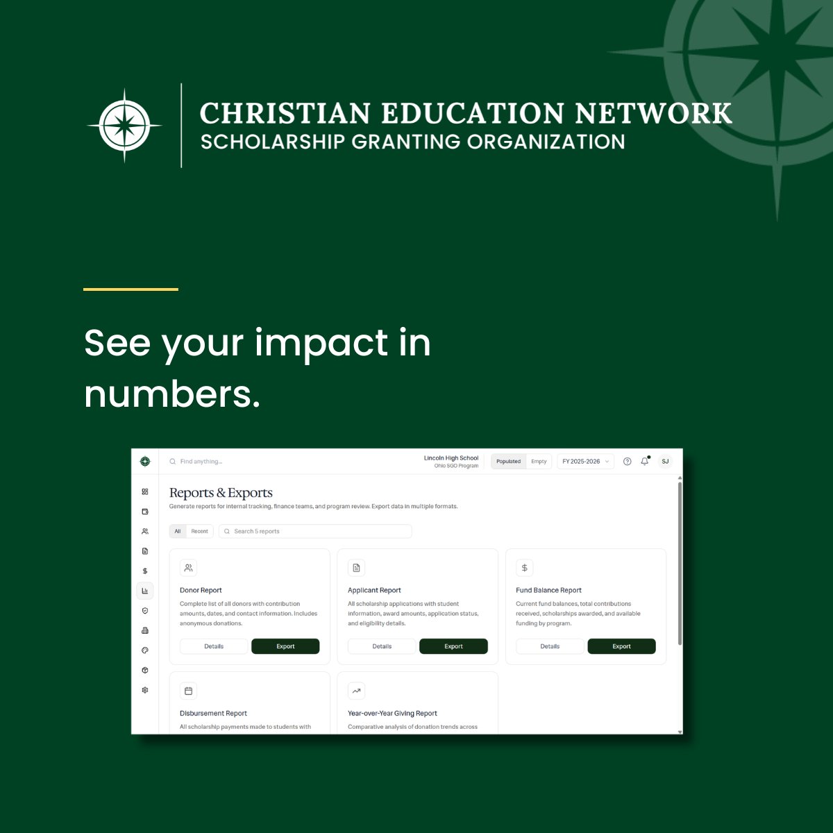 CENSGO's tweet photo. The CEN SGO platform keeps your whole scholarship program in one place. Donors organized, contribution history tracked, and clear reporting on scholarships awarded, funds raised, and students served. https://t.co/Va07vONyjn