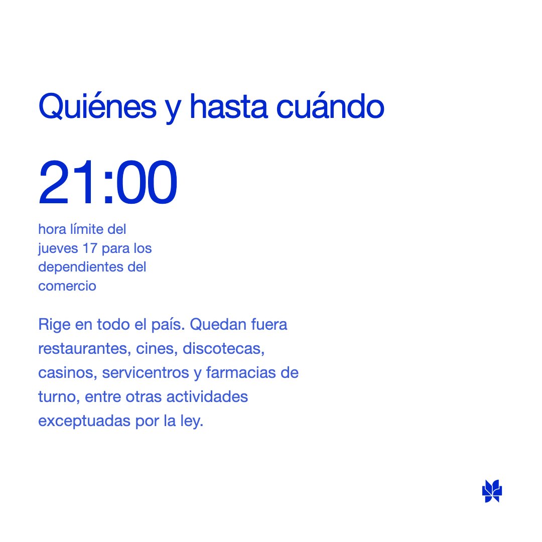 normaticacl's tweet photo. Comercio: la jornada del jueves 17 de septiembre termina a más tardar a las 21:00. El 18 y el 19 son feriados irrenunciables y el descanso dura hasta las 06:00 del domingo 20. La multa es de 5 a 20 UTM por trabajador afectado.
https://t.co/FXmpvKemMr https://t.co/tvYEx52YHN