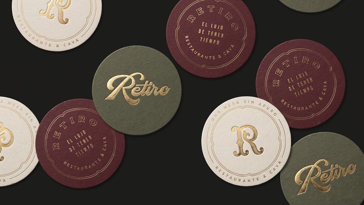 abduzeedo's tweet photo. Luciano Quintana crafts a beautiful visual language for RETIRO in Argentina with an elegant and classic look. 

The dining space balances culinary precision with slow hospitality. A high-contrast serif wordmark anchors this branding design across print pieces. Subtle calligraphic flourishes introduce human warmth into formal printed artifacts. Natural paper stocks contrast with rich black typographic ink across touchpoints.

https://t.co/hgiAdY343e