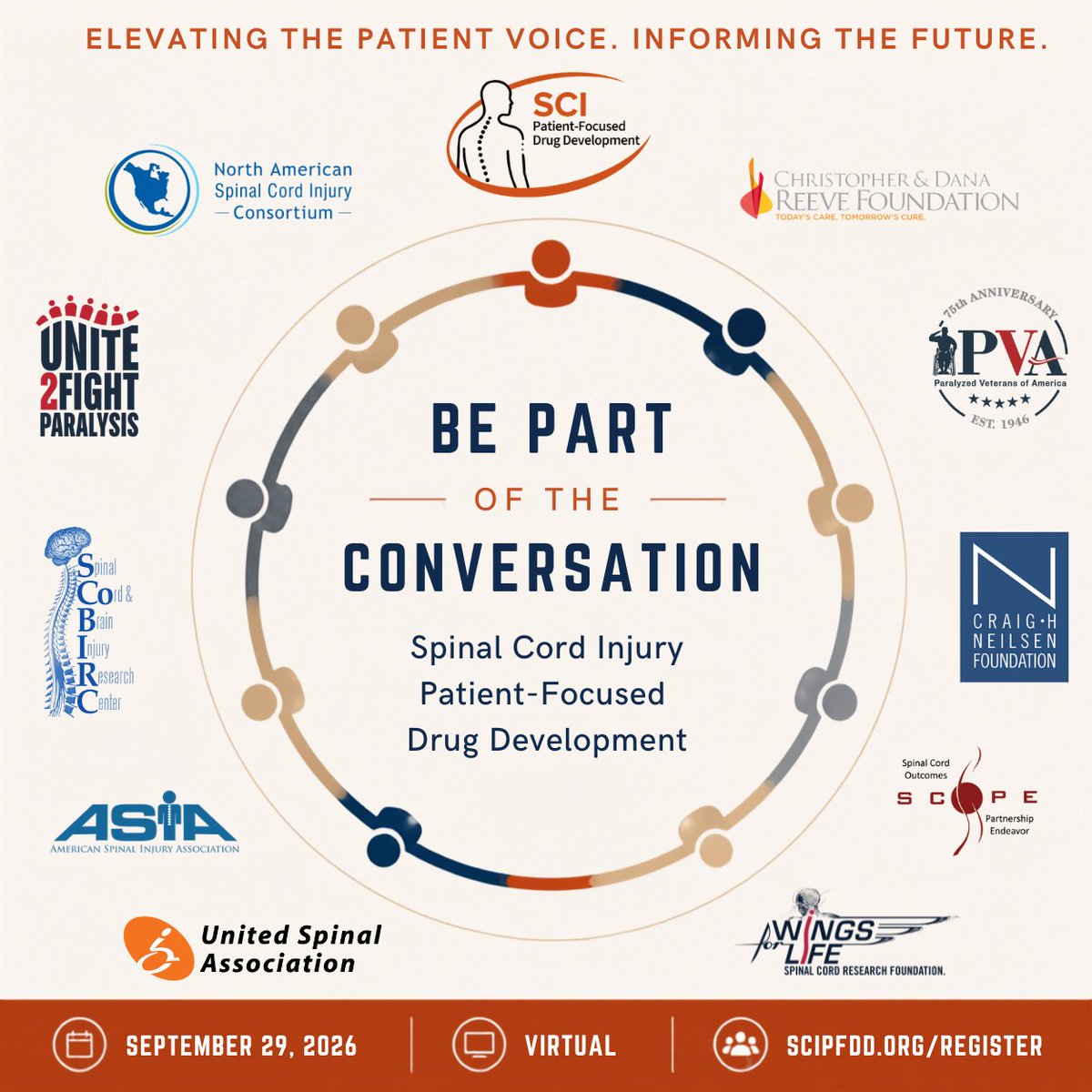 SCIPFDD's tweet photo. 🤝 Progress happens through partnership.
 
Organizations across the SCI community are coming together to elevate the patient voice and shape the future of SCI research.
 
Join the conversation on September 29.
 
🔗 https://t.co/DksciXcehl

#SCI #PFDD #SpinalCordInjury https://t.co/sjTmKK4n1M