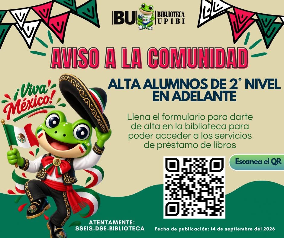 BibliotecaUpibi's tweet photo. Estimada Comunidad de la UPIBI

Link: https://t.co/O1ECXeL5tR https://t.co/WkZ1dDwouP