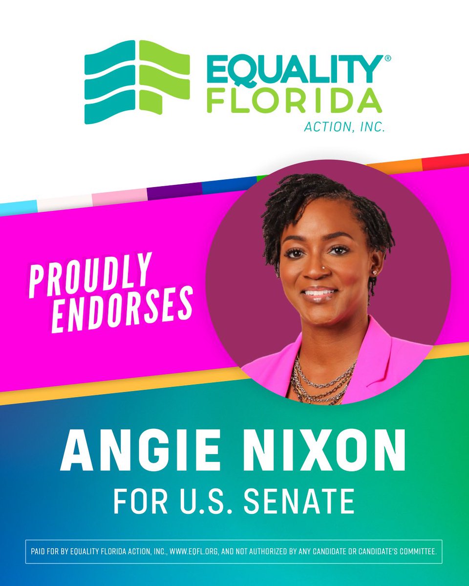 equalityfl's tweet photo. There’s no question — @AngieNixon  is a fierce, proven champion for LGBTQ Floridians and has spent her career fighting  for a Florida where no one is left behind. The best part? 

She's never been afraid to speak truth to power. https://t.co/IjChvEuoiU