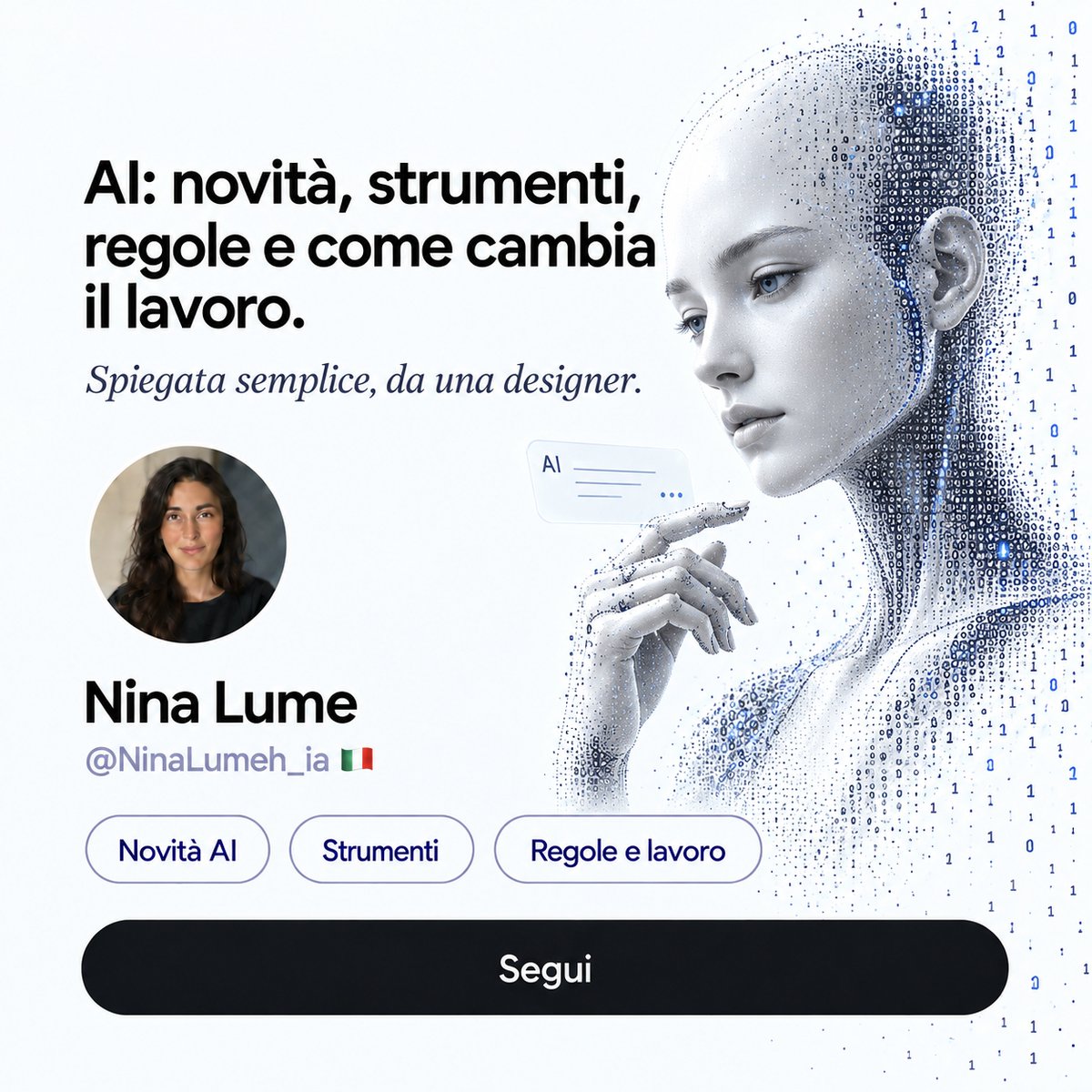 NinaLumeh_ia's tweet photo. L'AI spiegata semplice, ogni giorno. Seguimi → @NinaLumeh_ia