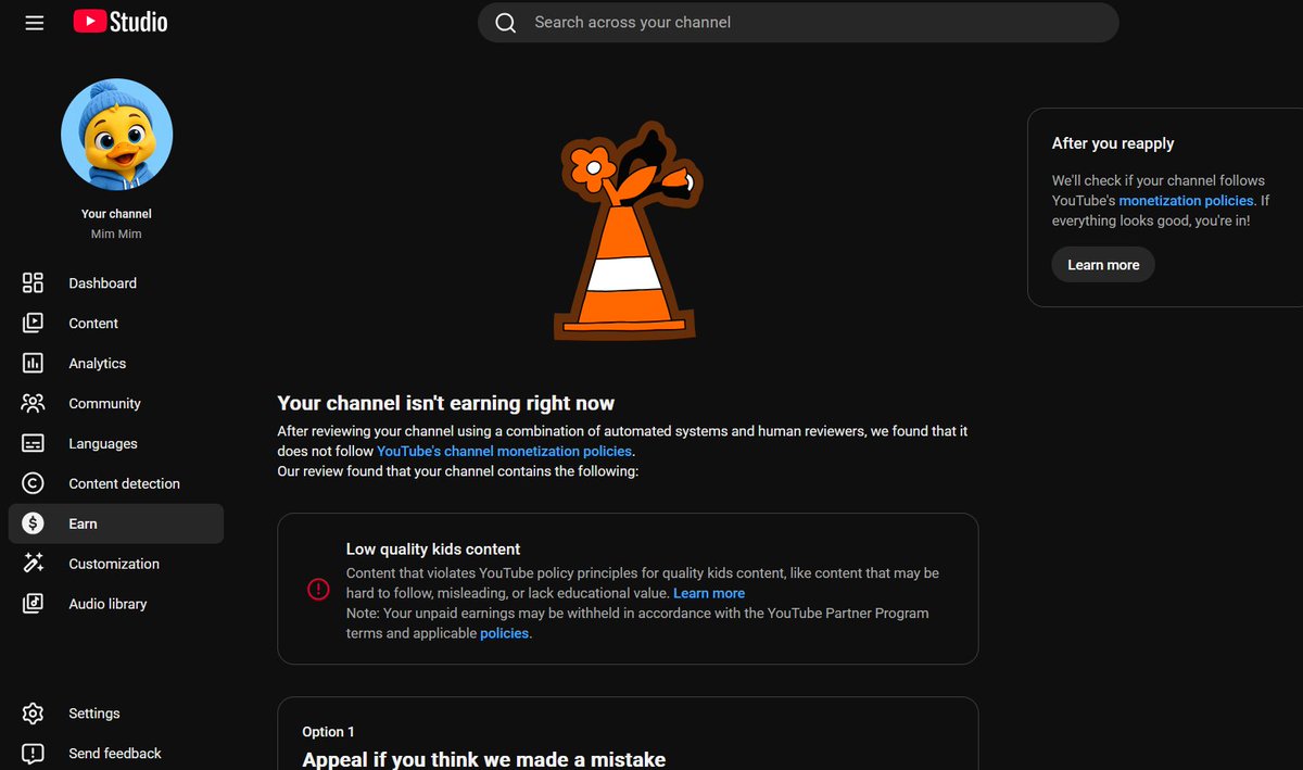 le86865023's tweet photo. Hi @TeamYouTube, my kids’ channel “Mim Mim” (ID: UCg4t_Kr4zHz8mVjrHnigurw) was suspended for “Low-quality kids content.” Our original 3D stories teach clear life lessons. Could a policy specialist please review the channel and clarify what was considered low-quality? Thank you. https://t.co/kSoVJ6HmbB
