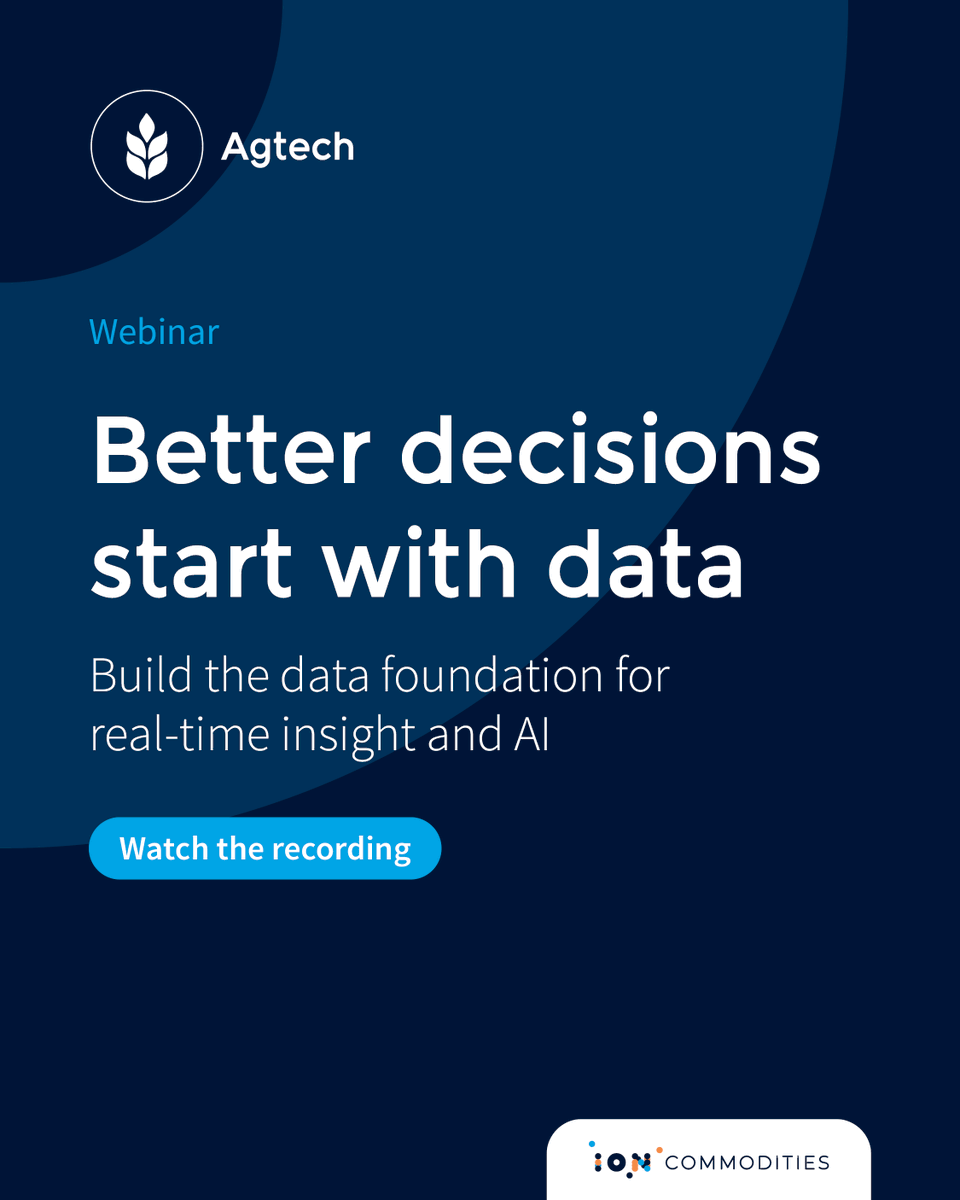 IONCommodities's tweet photo. AI starts with better data. 

Watch our webinar to learn why clean, structured, and accessible data is becoming the competitive advantage for modern grain businesses. 

Watch now: https://t.co/YmnrPRyk7S https://t.co/2N4J3koM4R