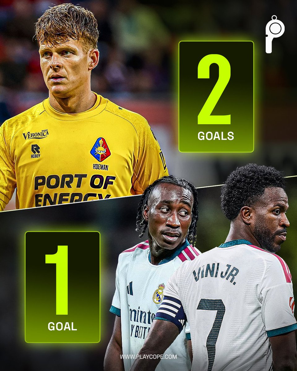 PuntrrAi's tweet photo. Ronald Koeman Jr (Telstar's goal-keeper) has more goals than Vinicius and Diomadueke combined https://t.co/uFGcj3HNHo