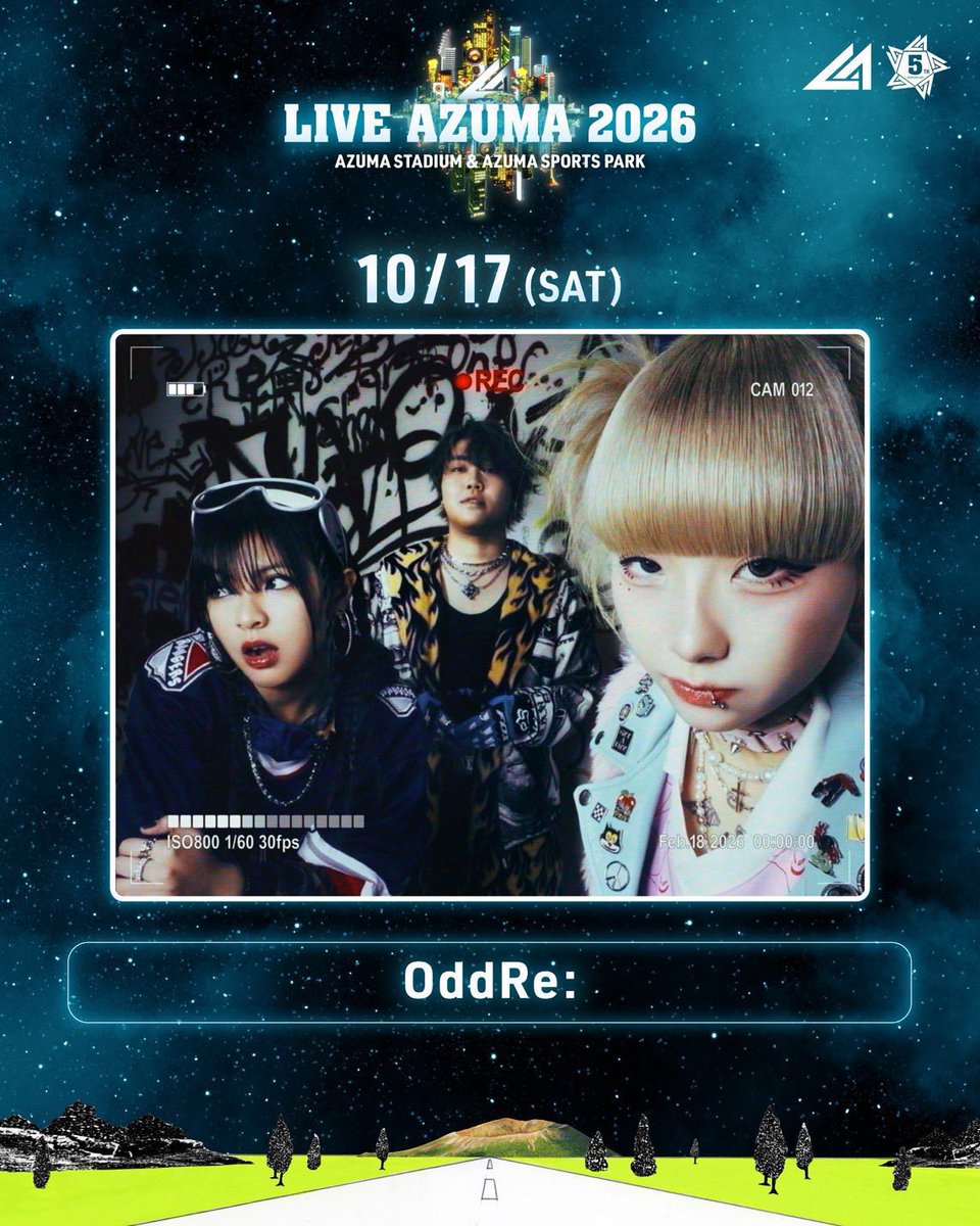 www_oddre_jp's tweet photo. 📟 𝙇𝙞𝙫𝙚 𝙄𝙣𝙛𝙤 📟

“LIVE AZUMA 2026”
最終出演ｱｰﾃｨｽﾄ発表!!
@liveazuma 

#OddRe: の出演は10.17(土)!!

福島｜あづま総合運動公園/福島あづま球場

🎫一般発売受付中⭐︎
🔗https://t.co/tyXeoWPZWh

#LIVEAZUMA #ｵﾄﾞﾚ https://t.co/ncRwAzYZ37