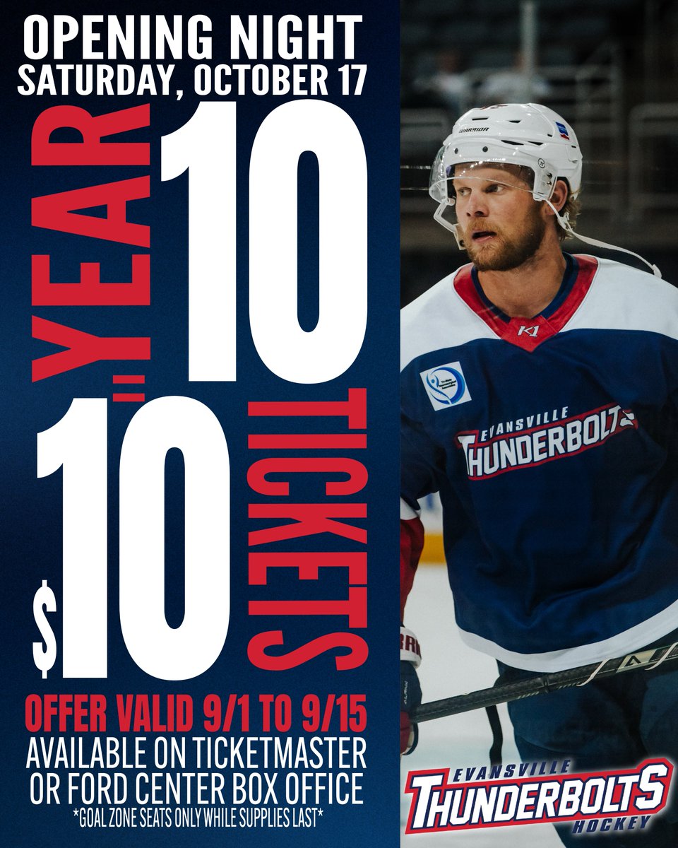 evvthunderbolts's tweet photo. π¨36 HOURS LEFT ON THIS DEAL!π¨
Visit Ticketmaster (extra fees added) or the Ford Center Box Office (no fees added) to purchase your $10 goal zone tickets until tomorrow Sept. 15 at 10:00 pm while supplies last!
Purchase here: https://t.co/FiBKeAVlLg
#LetsGoBolts | #WhoseHouse https://t.co/qrSjGs6zQn