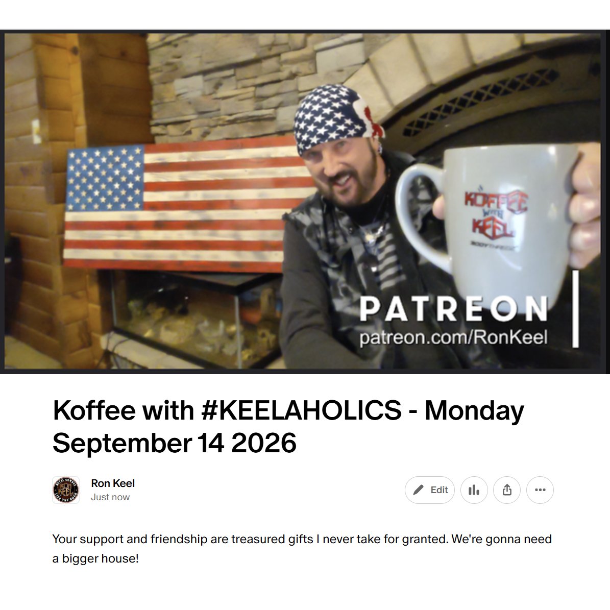 ronkeel's tweet photo. https://t.co/kEIGZyZLS2
Happy #MetalCowboyMonday! #KoffeeWithKeel https://t.co/LkD6gip2Fy