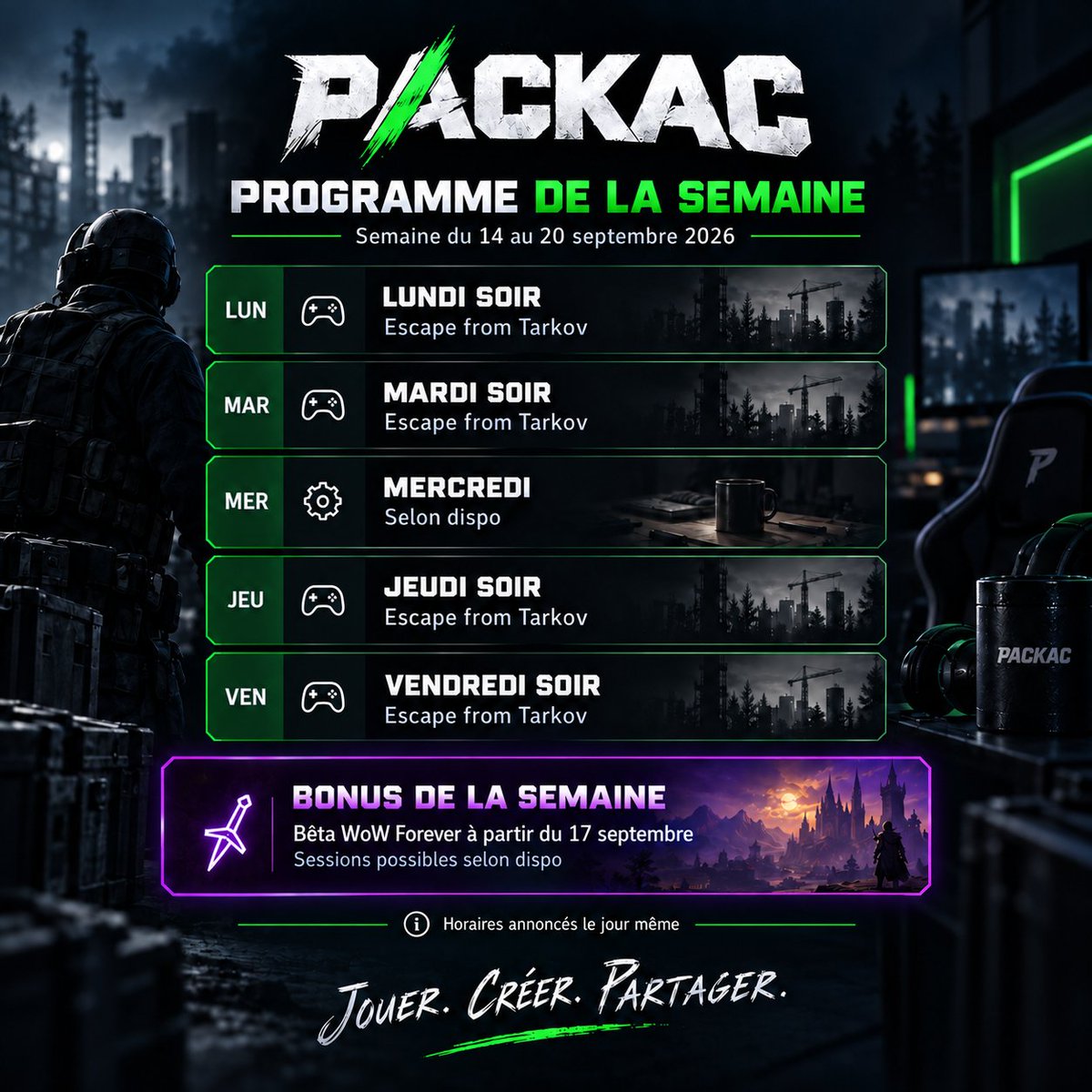 Packac_'s tweet photo. Programme de la semaine https://t.co/LhdhfgcSc8