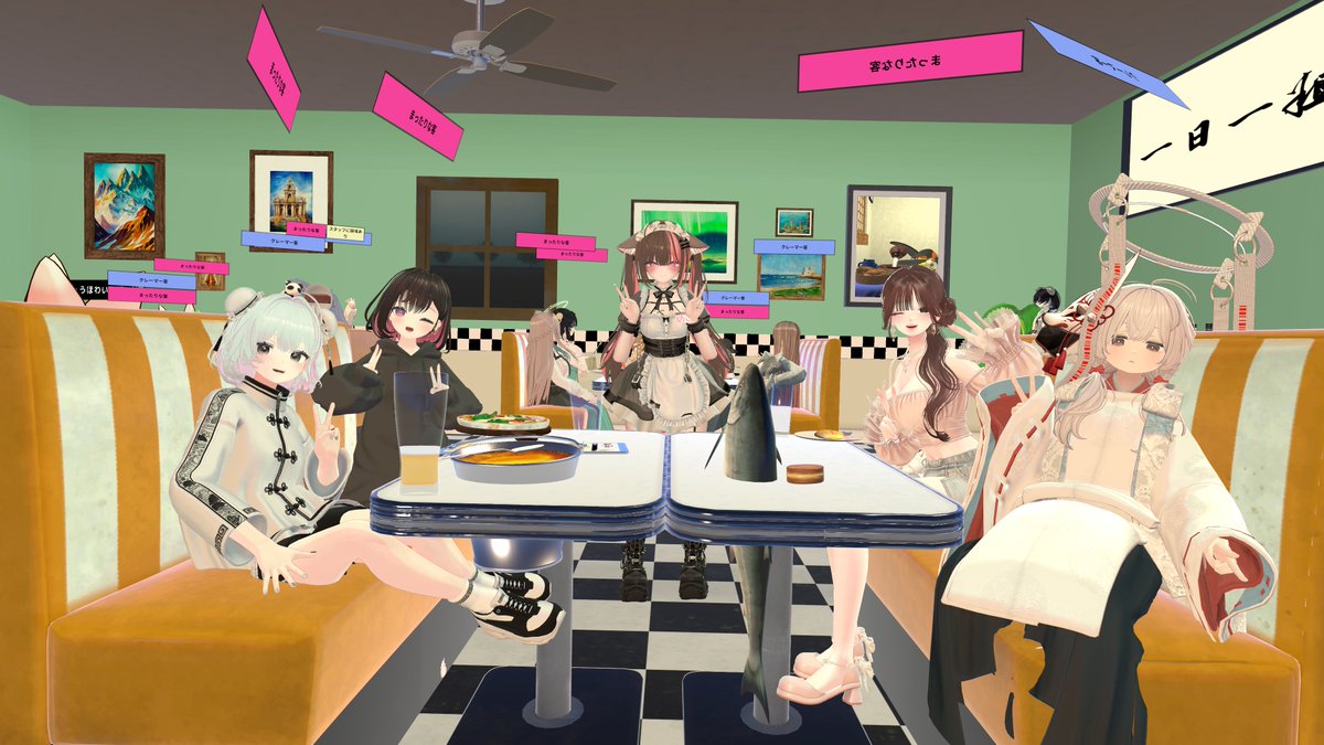 ODAYAKA_vr's tweet photo. #vrc_volcano
よく遊ぶフレンドたちとクレームダイナー！
フレンドと同じイベント行くの楽しい！また行きたいね
おやきって地方によっては水銀と呼ばれるらしい https://t.co/LXoq6A5S2K
