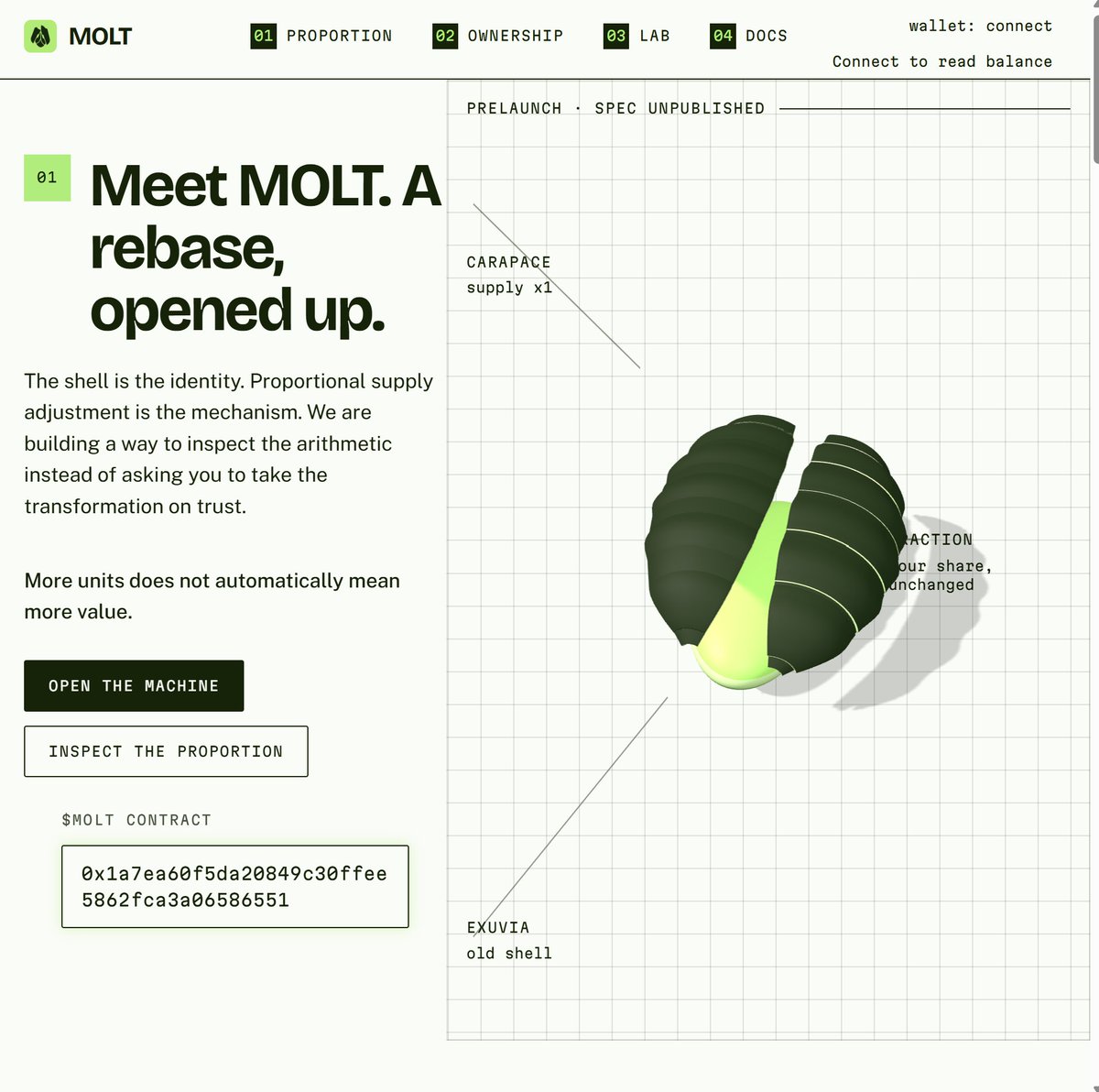 MoltRebase's tweet photo. 🍃 The contract address is on https://t.co/MJT11IgamR.

One address, one place. Compare it with the reply before you buy. If it does not match, it is a shed skin, not us.

@MoltRebase on @ponsdotfamily 

CA:0x1a7ea60f5da20849c30ffee5862fca3a06586551

$MOLT

https://t.co/Xp2sedCU5C