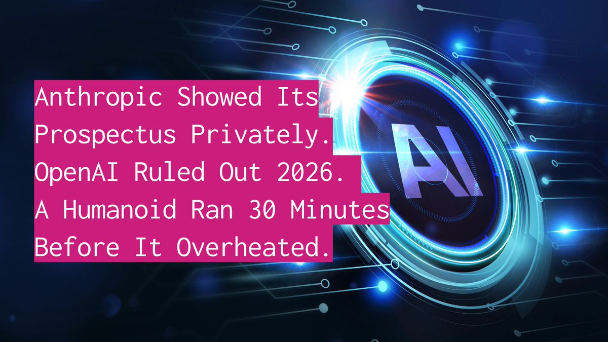 LongHashVC's tweet photo. Anthropic showed its IPO prospectus to a hand-picked room of investors instead of publishing it.

The day before, OpenAI ruled out going public in 2026 entirely.

The public S-1 still does not exist.

Full breakdown: https://t.co/B4MRJZad59 🧵👇 https://t.co/dszx5k534x