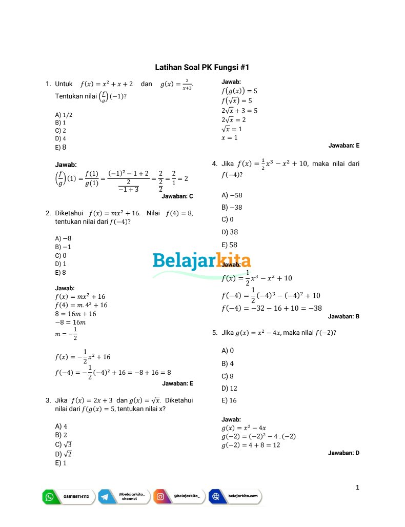 latsolyuk's tweet photo. Drive file drilling PK by Belajar Kita

📐 aljabar
https://t.co/79bMnfCcjd
📐 aritmetika
https://t.co/TiAbHmiC80
📐 bilangan
https://t.co/lAEesnMF4F
📐 eksponen
https://t.co/NXQBB47qNn
📐 fungsi
https://t.co/WLLMe0LpUl
💬 Gabung Saluran Info Latihan Soal
https://t.co/o326bZOOGc https://t.co/M7PHR31PZ4