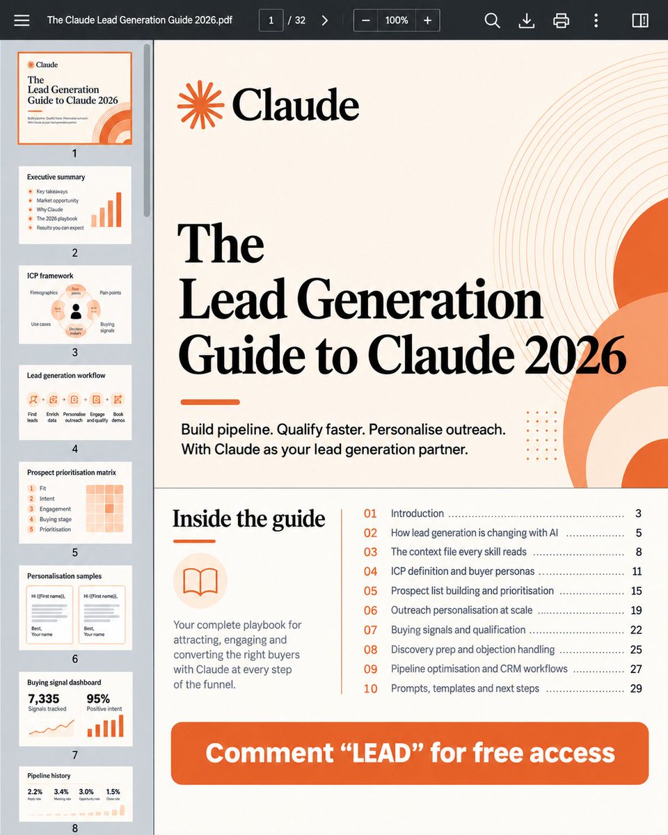 Lucy_Hall190's tweet photo. I'm shocked founders still can't derive an ICP from their own closed-won using Claude.

Like and reply 'LEAD”' and I'll send you my killer guide 100% FREE.

Follow me to receive this proven guide in your DM now.

FREE for the next 48 hours only. https://t.co/7msnBYZyxs