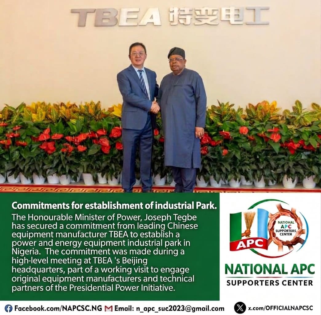 OFFICIALNAPCSC's tweet photo. Minister of Power Secures Commitment for Establishment of Industrial Park.

The Honourable Minister of Power, Joseph Tegbe has secured a commitment from leading Chinese equipment manufacturer TBEA to establish a power and  https://t.co/XjhwNWss17 https://t.co/QXVHn5WAcf