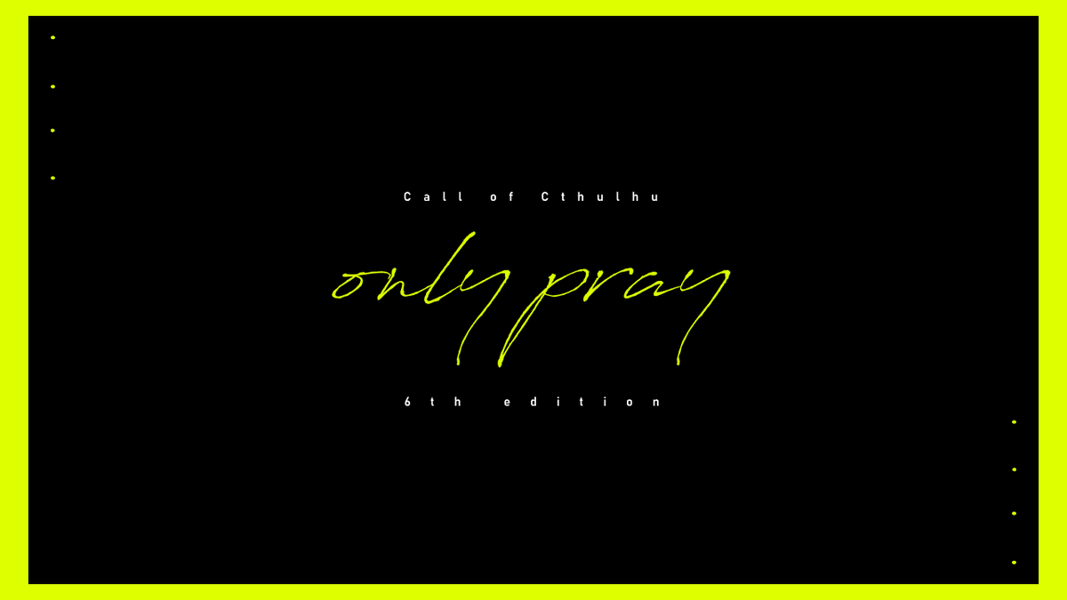 bch_eda's tweet photo. CoC「only pray」

貴方たちは祈ることしかできない。

・1~2PL / 新規継続不問刑事シナリオ
・サクッと協力して事件を捜査するだけのシナリオです

TALTO：https://t.co/HdzTqwJ7zy https://t.co/SBY1qGNosj