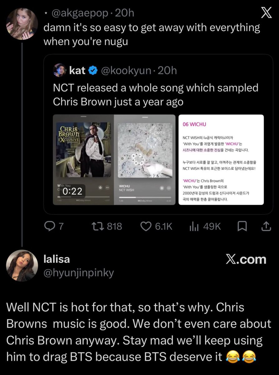 jmdiiordoll's tweet photo. they're not even hiding that they only used Chris brown to hate on BTS… https://t.co/3Uj4ZEHs5T