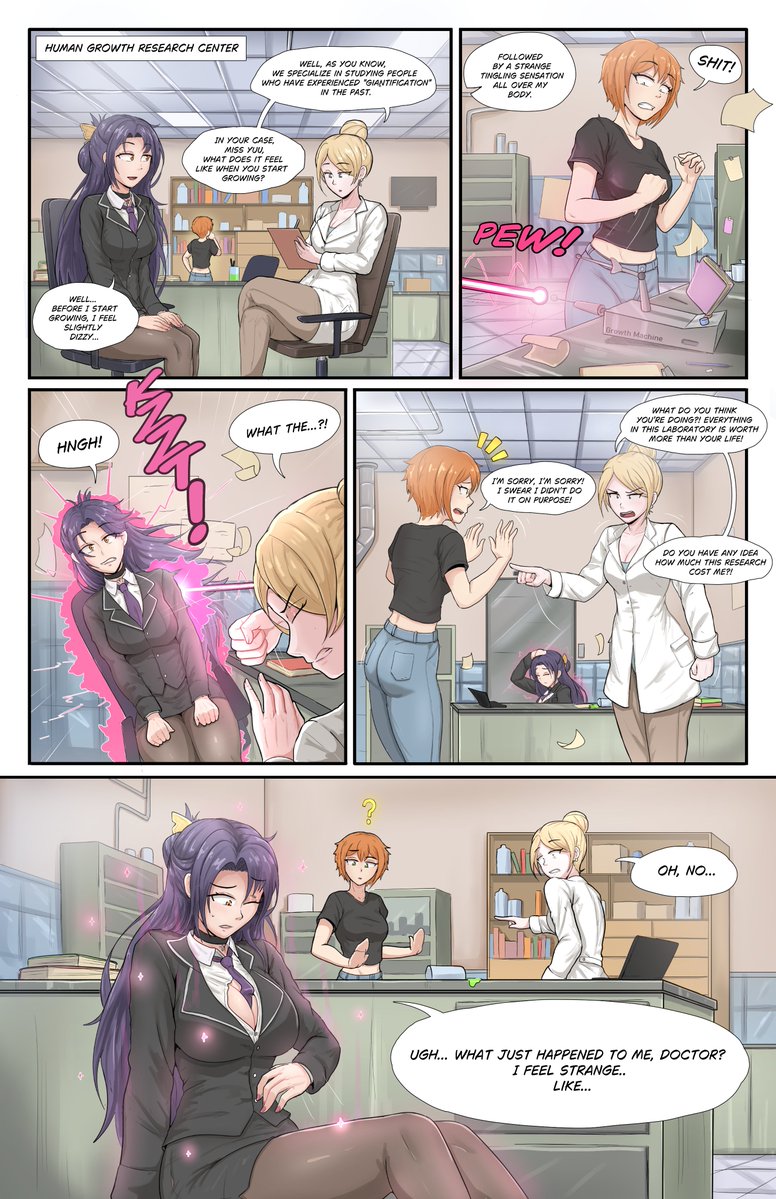 juliansky100's tweet photo. We're starting a new comic—a commission for @kindaichi109_! It's titled "The Growth of Yuu and Mia" (the latter being an OC of mine).
 Page (1/7)
 I hope you like it! I'll be uploading more pages over the coming days :3 

#sizetwitter #digitalart #GiantessGrowth #anime #巨大娘 #giantess