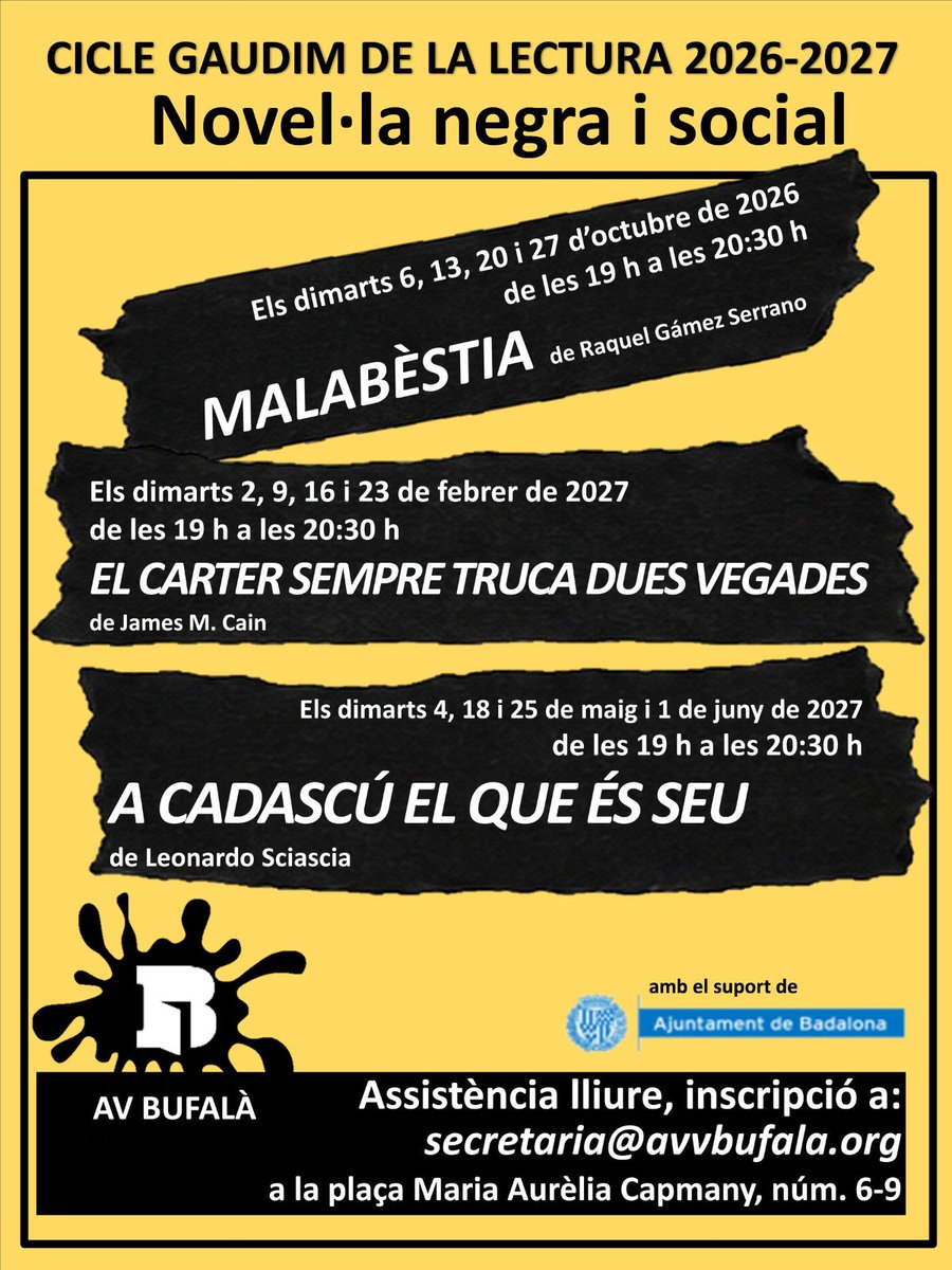 AVVBufala's tweet photo. Els cicles literaris ja són aquí! Aquest curs llegim novel·la negra 😎 
Res millor per celebrar els 10 anys de #biblioteca! 🙃

#literatura #Badalona https://t.co/16wXn85XlM