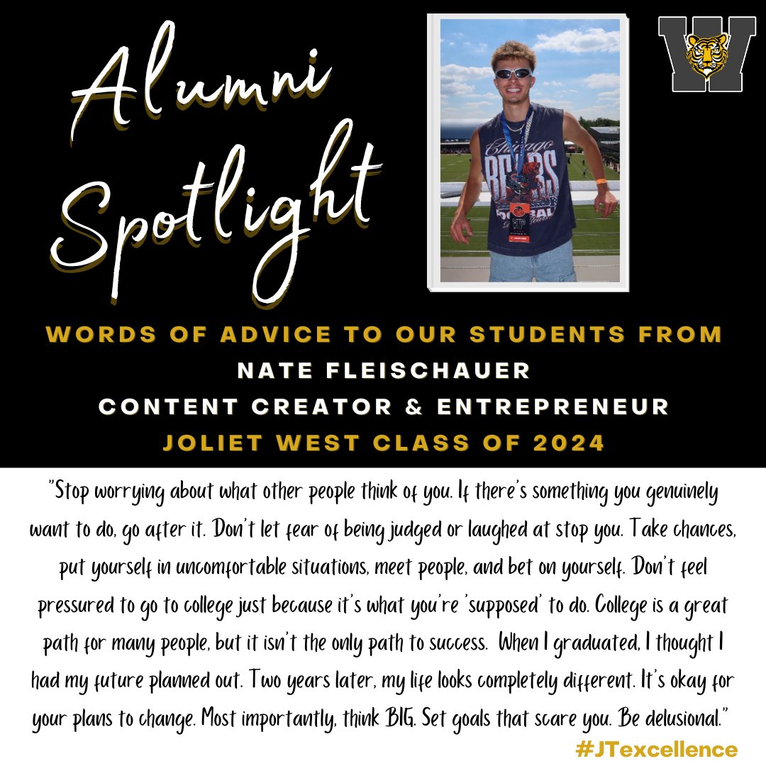 JTHS_204's tweet photo. Joliet West High School Alumni Spotlight- Nate Fleischauer, Class of 2024
https://t.co/F1TLph8d54 https://t.co/vooO57dLpI