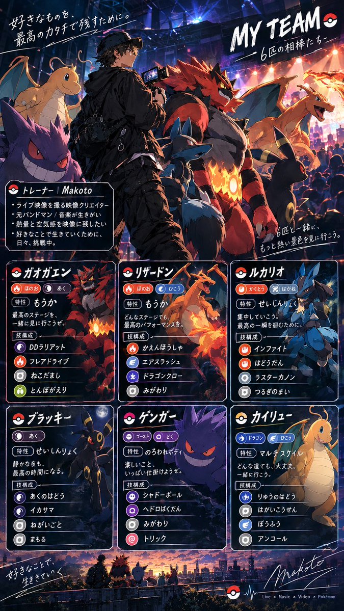 mako_KF's tweet photo. 6匹パーティのパターンも作ってもらった！
これ楽しいなー！

#ポケモン相棒診断 https://t.co/fTrucRGyfh