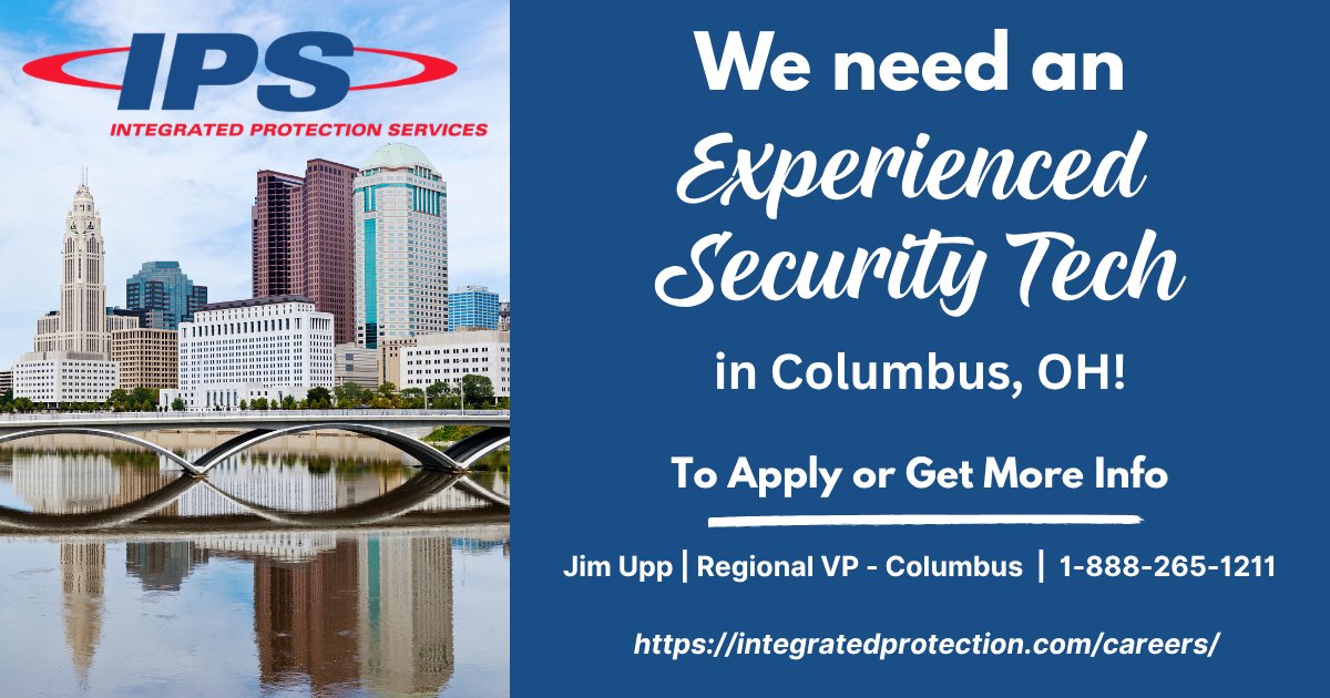 IPSFireSecurity's tweet photo. Now Hiring in Columbus! We're looking for an experienced Security Technician to join our growing team. https://t.co/AqX7qgZn7e