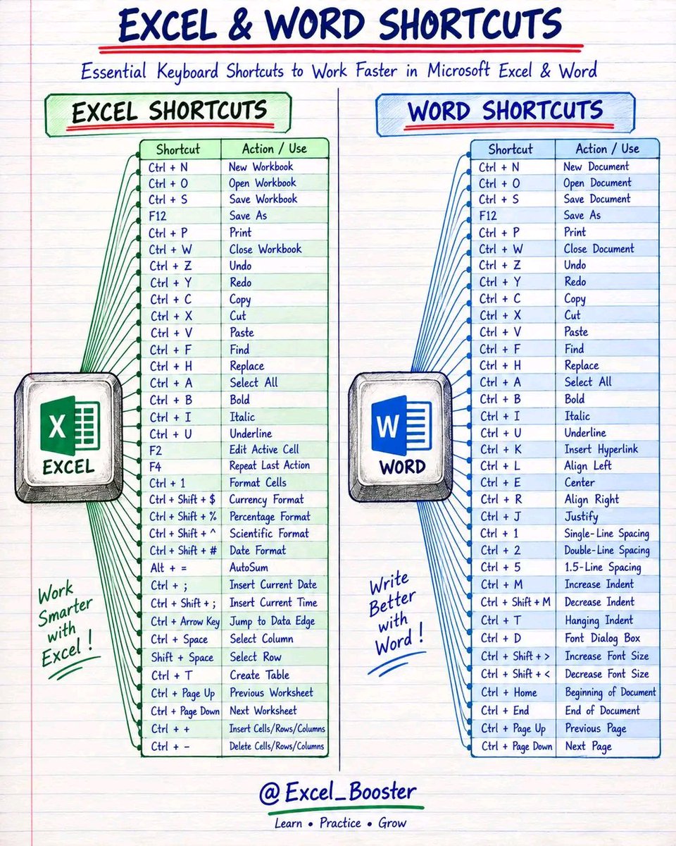 AI_UpdateNews's tweet photo. Excel &amp; Word Shortcuts

#Excel #ExcelTips #ExcelShortcuts #MicrosoftExcel #MicrosoftWord https://t.co/y6YUniAbgu