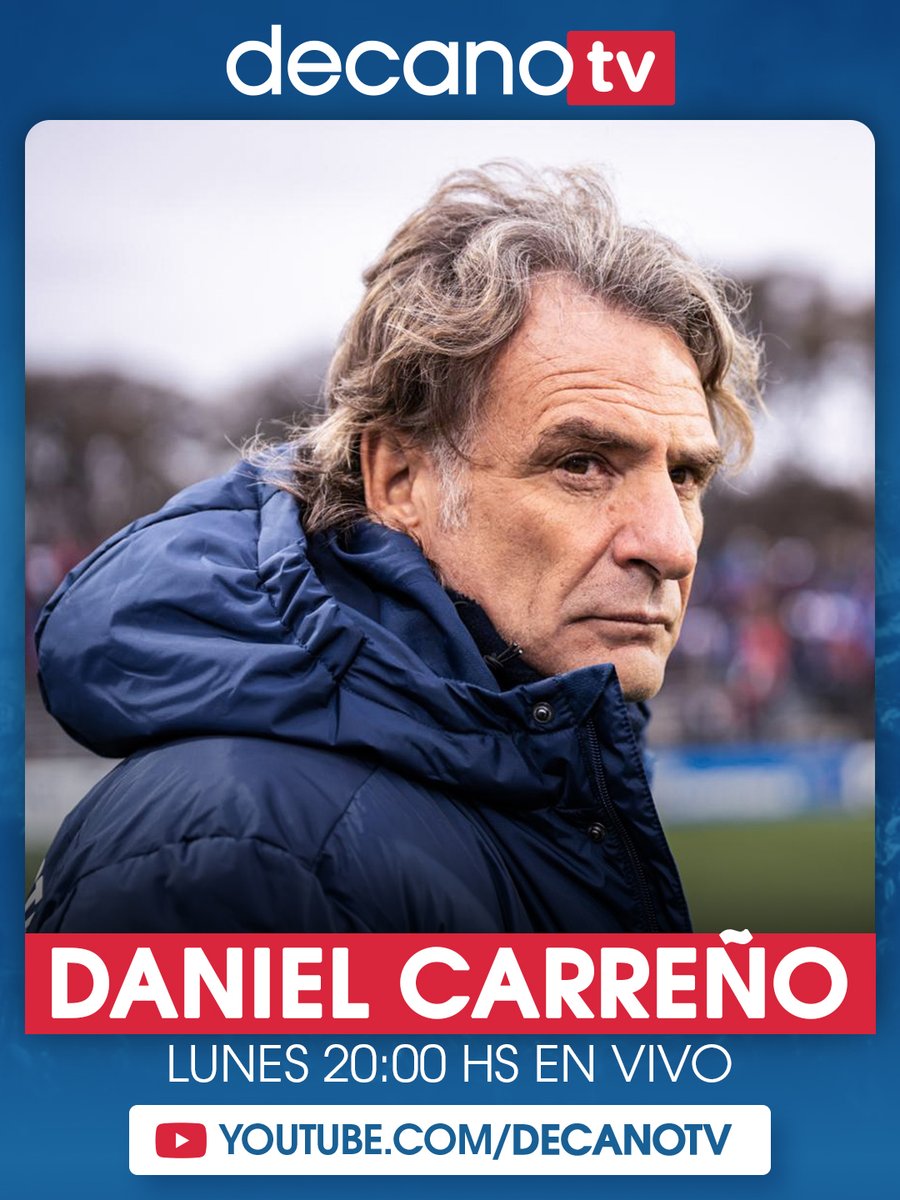 decanocom's tweet photo. DANIEL CARREÑO en DECANO TV 🇳🇱

Esta noche nos visita en estudios el DT de Nacional, los esperamos desde las 20:00 por nuestro canal de YouTube.

👉 https://t.co/2CdD2QDa7x
