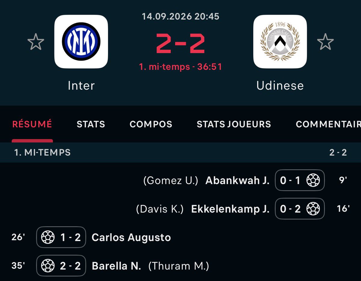 _BeFootball's tweet photo. 🚨🚨 BRANCHEZ VOUS SUR INTER - UDINESE : 2-2 APRÈS 35 MINUTES DE JEU !!! 🤯🤯 https://t.co/71KHzL1aaO