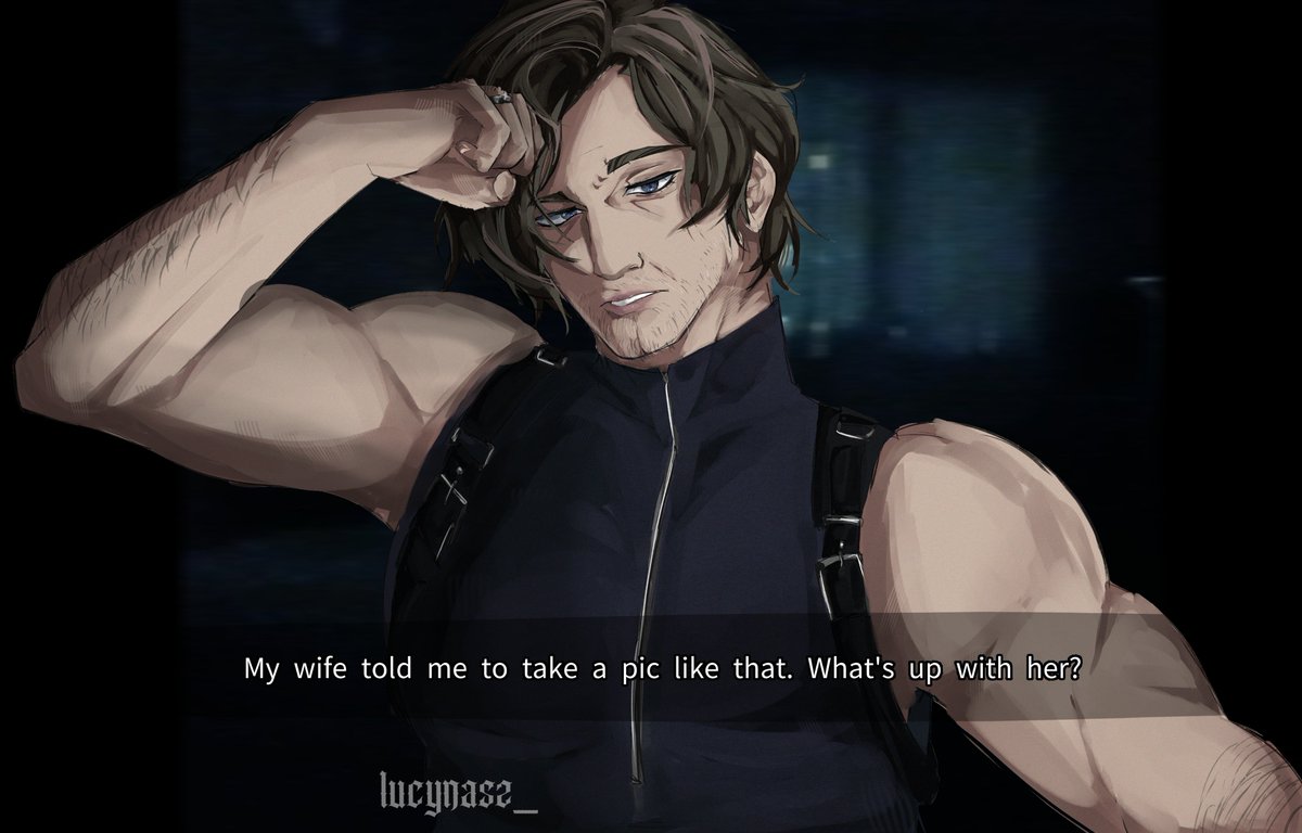 Kuromiy__'s tweet photo. i saw someone on tt doing this pose with leon and this outfit and i had to draw it, i forgot their name #ResidentEvilㅤ #leonkennedy https://t.co/WKcgFtS8Ue