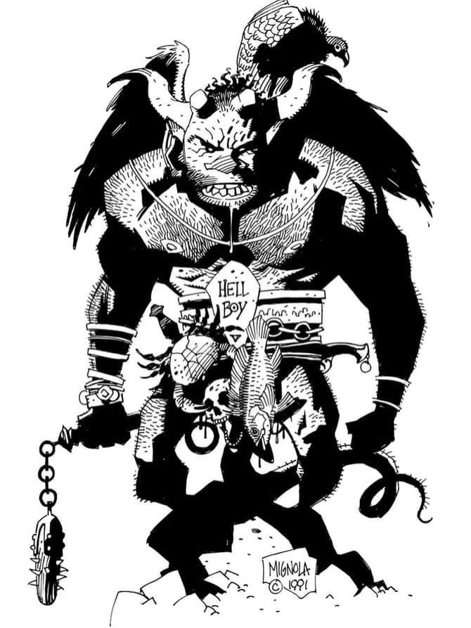 edsonics's tweet photo. 35 years have passed, and I am working on the original Hellboy once again. I have completed a new cover for the reprint of the premiere issue, Seed of Destruction. https://t.co/shhfAeNU1b