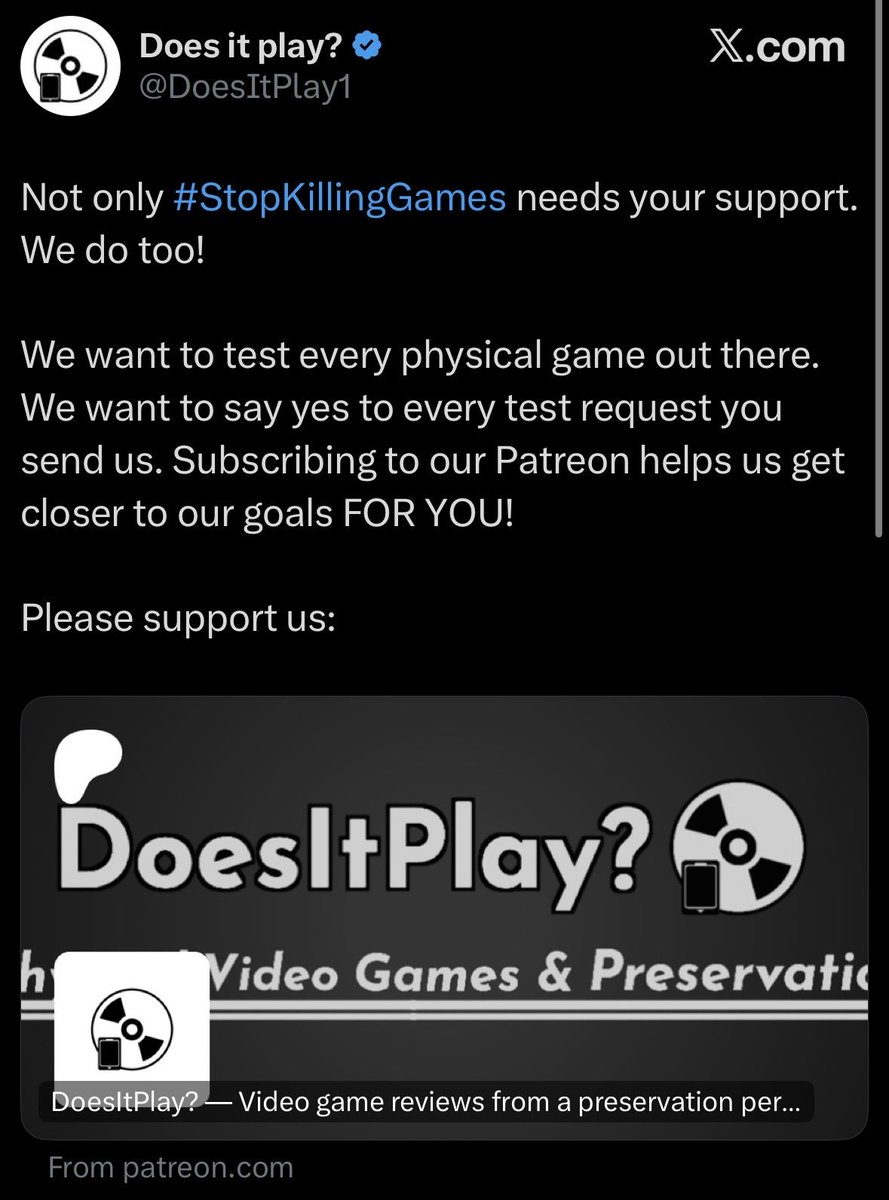 drburant's tweet photo. @shinobi602 The only engagement that changed was the number of subscribers that @DoesItPlay1 added to their Patreon that they were pushing during this 1 week grift. https://t.co/tz6PtnADLp