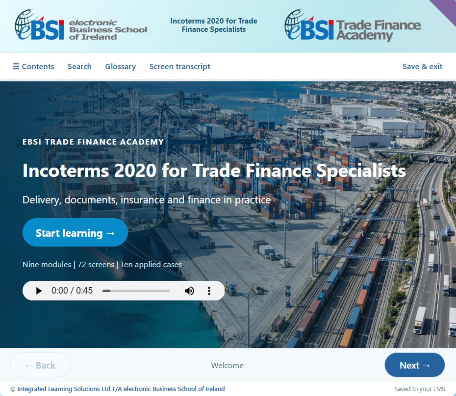 ThomasSmithebsi's tweet photo. New Course: Incoterms® 2020 for Trade Finance Specialists

Learn more here:
 https://t.co/2nPlS9hFDA https://t.co/PDUE5x5yGZ