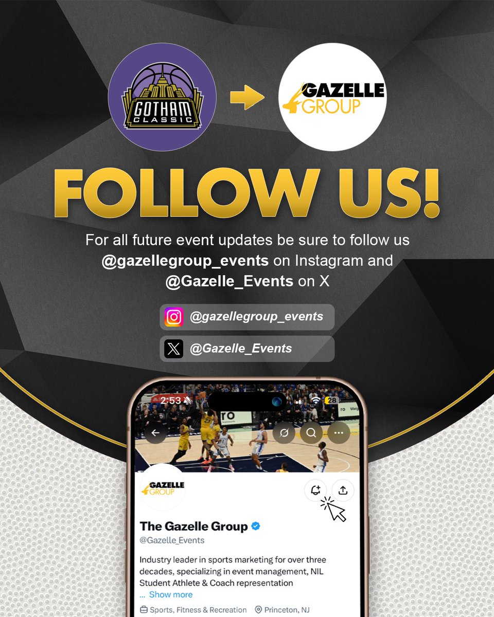 GothamClassic's tweet photo. For all future event updates please follow us @Gazelle_Events ! https://t.co/WuPd95YKde