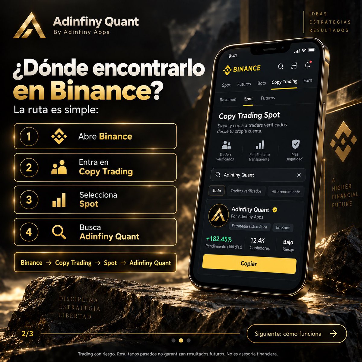 PuntoTechViral's tweet photo. ¿Tienes dinero en Binance sin hacer nada? ¿O todavía haces trading manual?
En Binance Copy Trading Spot puedes seguir estrategias automatizadas como Adinfiny Quant.
Búscala en Binance.
Riesgo de pérdida. No es asesoría financiera. https://t.co/PyxoHncFG8