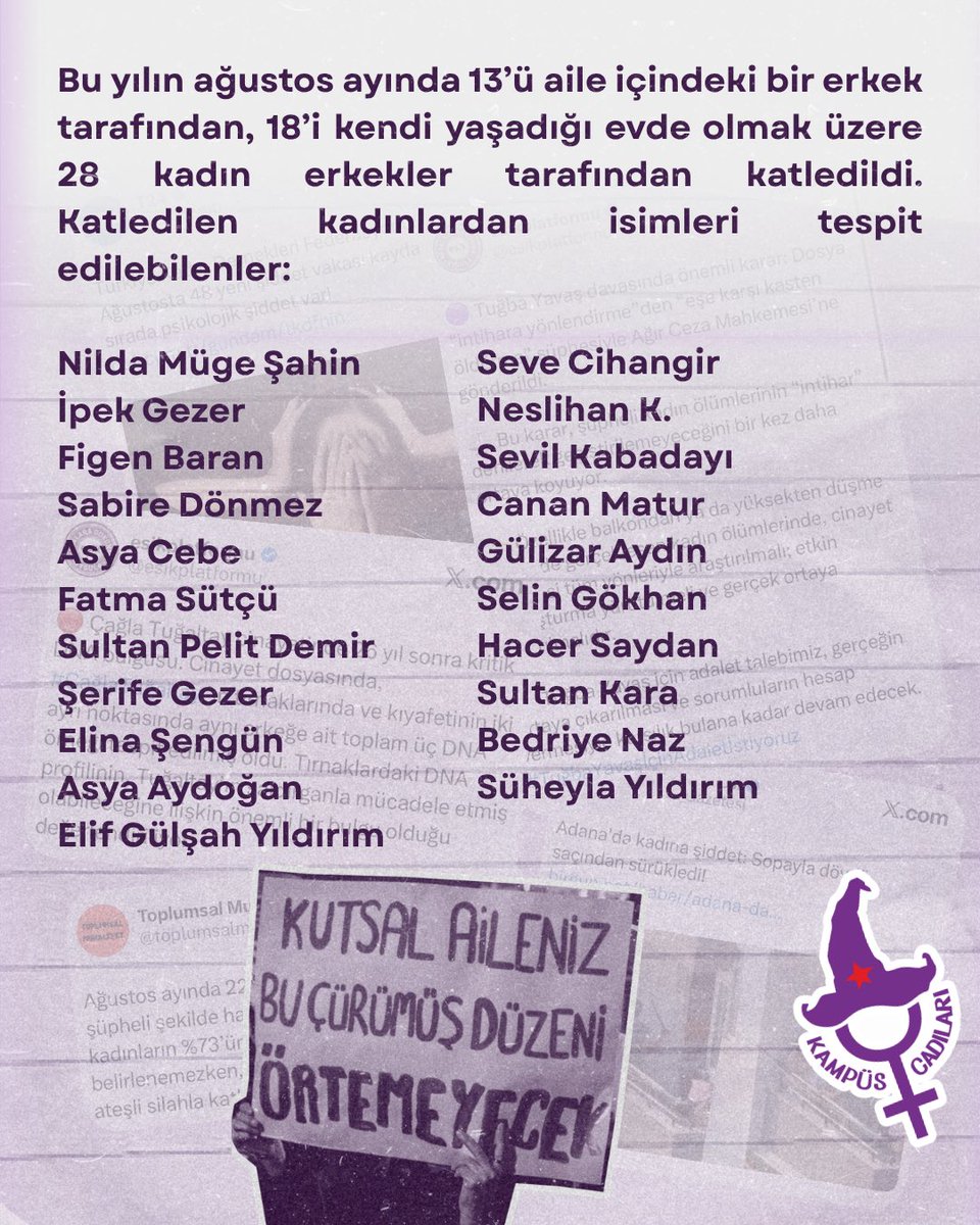 cadi_kmps's tweet photo. Ailenize inat, peşindeyiz özgürlüğümüzün! 

🟪 "İktidar neden şimdi aile politikalarına bu kadar ehemmiyet veriyor?" diye sorduğumuzda; aslında devlet nezdinde aileye verilen önemin hiçbir zaman azalmadığını, aile politikalarındaki zor kullanımı ile rıza üretimi düzeylerinin bir süreklilik içinde biçim değiştirdiğini belirtmek gerekir. AKP iktidarı ne zaman toplumsal meşruiyetini kaybetme tehlikesiyle karşılaşsa, milliyetçilik ve siyasal İslam ile beraber sırtını ilk yasladığı kurum aile oluyor.

🟪 İktidar tarafından yapılan her konuşmada "aile güvenliği"nin altı çizilse de yalnızca 2021–2025 yılları arasında katledilen her 10 kadından yaklaşık 6’sının aile içinde öldürüldüğünü görüyoruz.

🟪Ne ailede ne sokakta, ne kampüste ne de iş yerlerinde karşınızda itaatkâr kadınlar ve LGBTİ+lar bulamayacaksınız. Heteroseksizmin ve patriyarkal kodların yeniden üretildiği ailelerin; hayatlarımızın sömürüldüğü ve hizaya çekilmeye çalışıldığımız alanlar haline gelmesine izin vermeyeceğiz!