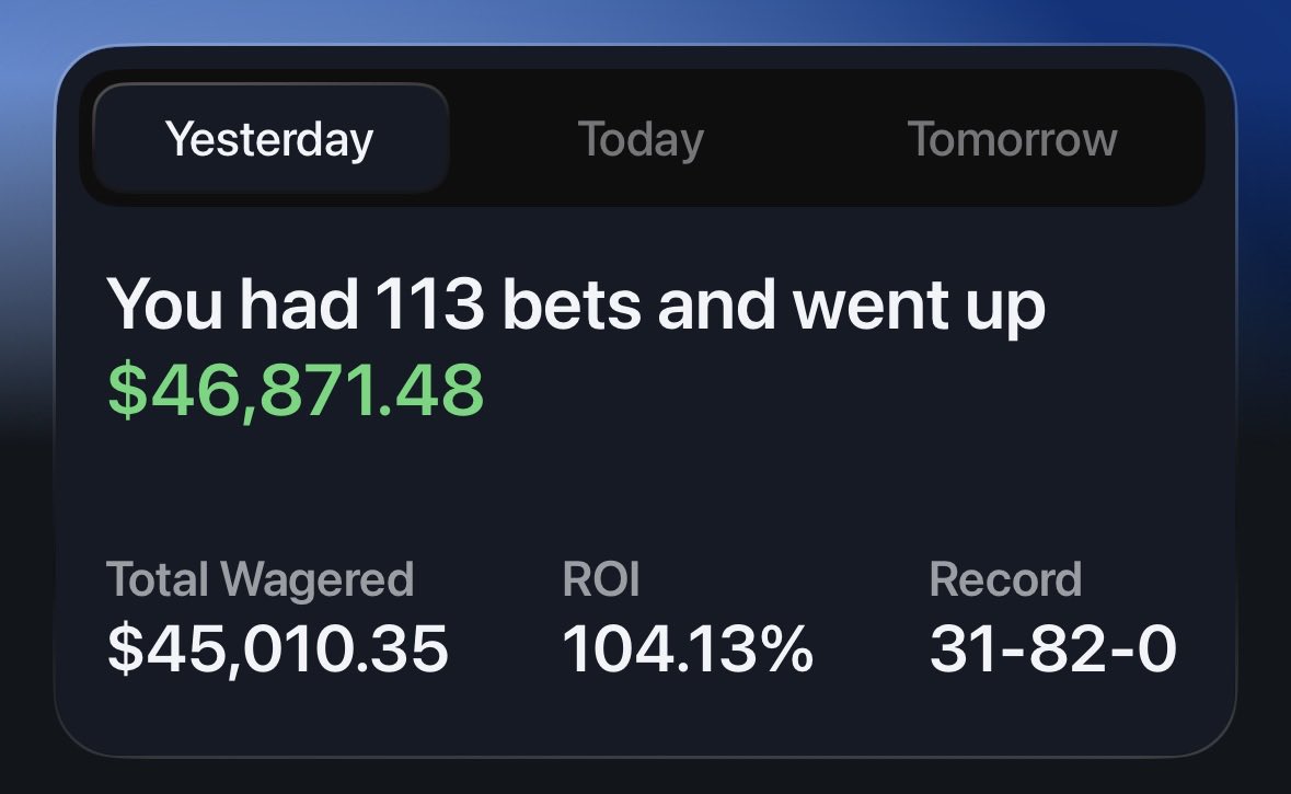 SlightlyPlusEV's tweet photo. New record for most profits in a single day 🤯 https://t.co/YtNQFX03nv
