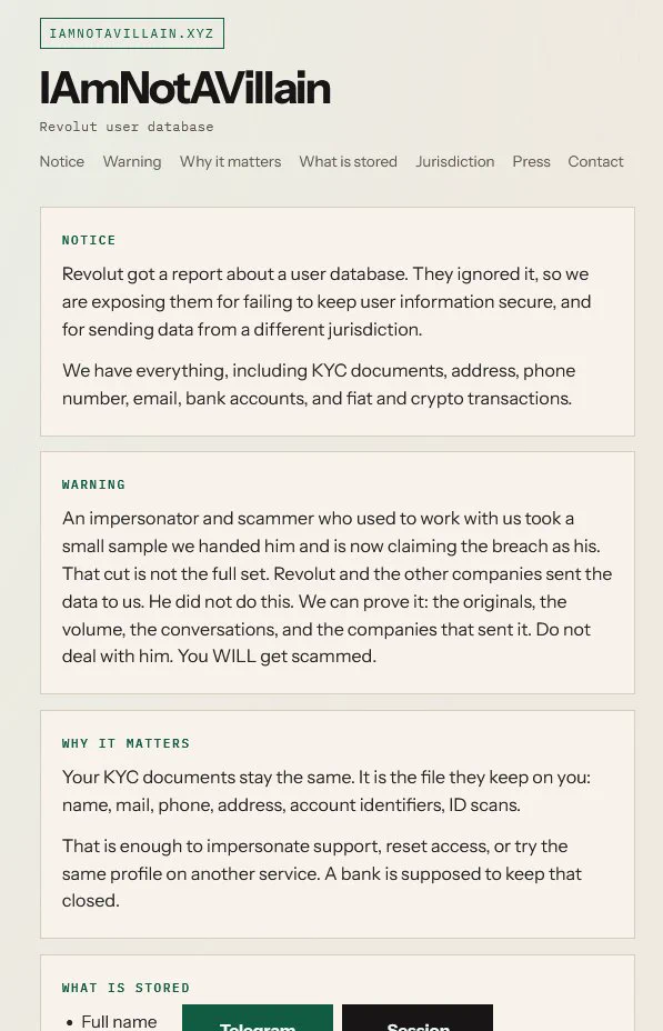 Dark Web Informer on X: "‼️ Revolut hacker is using the following ...