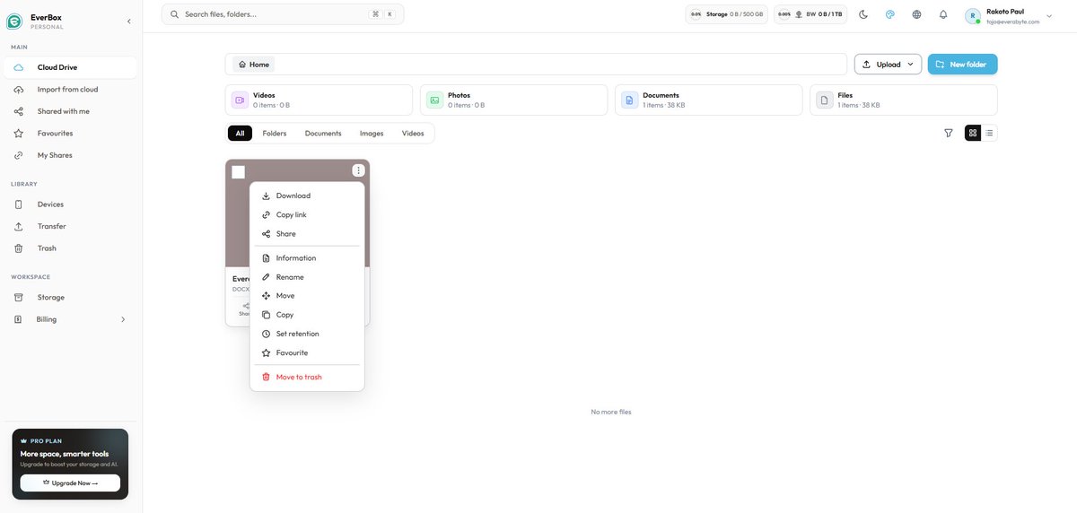 everabyte's tweet photo. 🚀 Your files. Your cloud. Your control.

Meet EverBox by Everabyte — upload, manage, share securely, and bring all your clouds together in one beautifully simple workspace. ☁️

Watch the launch film 👇

https://t.co/Hfs70om56B

#EverBox #Everabyte #CloudStorage #SaaS https://t.co/uA7sHrzC4t