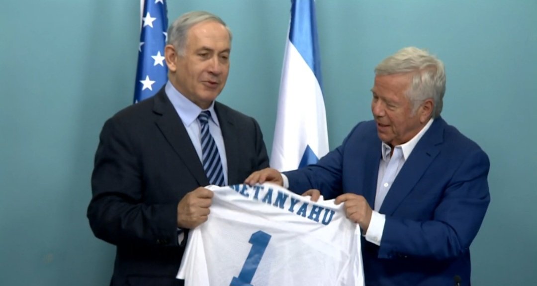 I_amMukhtar's tweet photo. This is Robert Kraft, the man Macklemore said phoned Ed Sheeran and asked him to drop him from the tour. 

He owns Gillette Stadium and is a close friend of Benjamin Netanyahu.

In 2019, Robert Kraft was caught in a sex sting at a massage spa by Florida police and charged with two misdemeanor counts of soliciting prostitution. 

The case was later thrown out after a court ruled that police had violated his rights by secretly recording him and then a federal ordered for the videos to be destroyed.