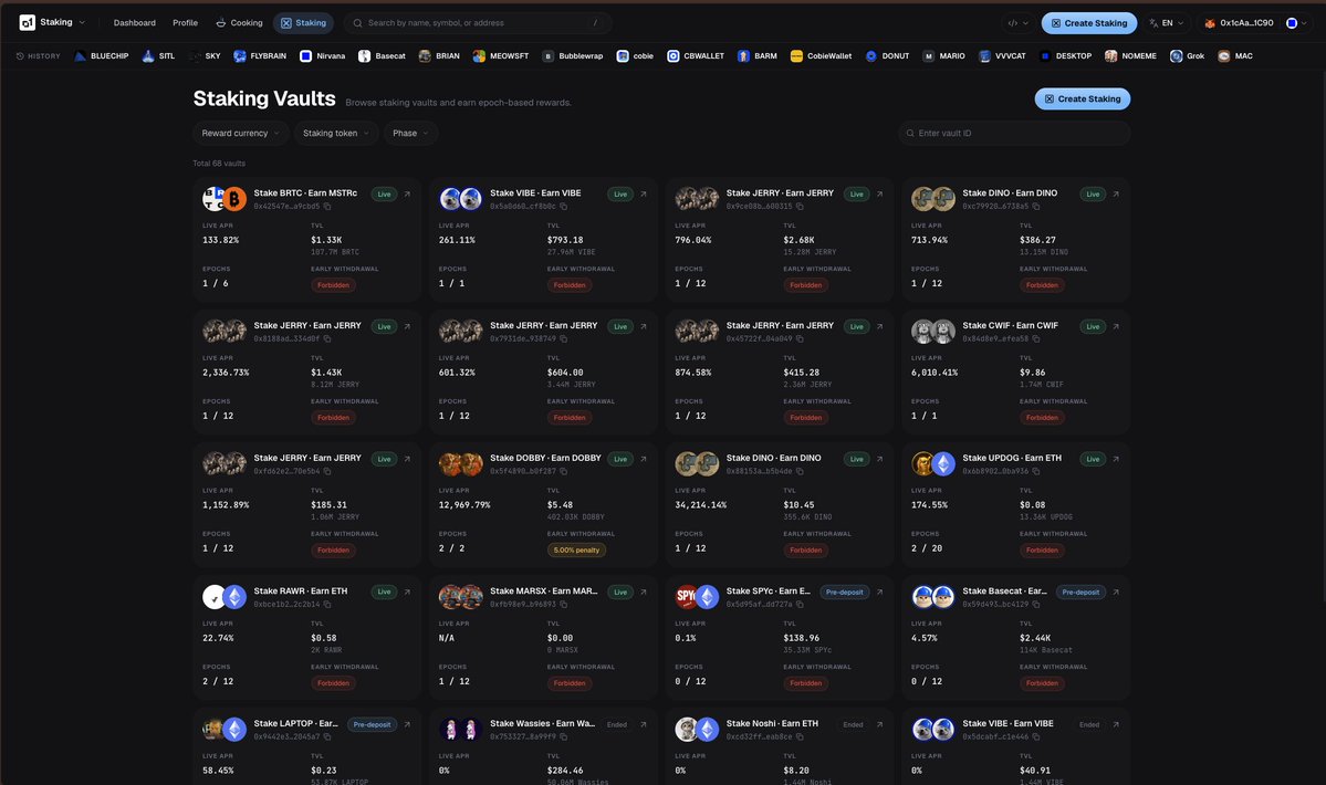 stambouli_o1's tweet photo. Where can u find vaults with higher APY on @o1_exchange?

U can see vaults with up to 34214% APY on https://t.co/lOiZNyGHXk.

Go create/build/launch and create a vault on o1 launchpad to fuel the token flywheel. 

Sky is the limit. https://t.co/zANOnYd0sR