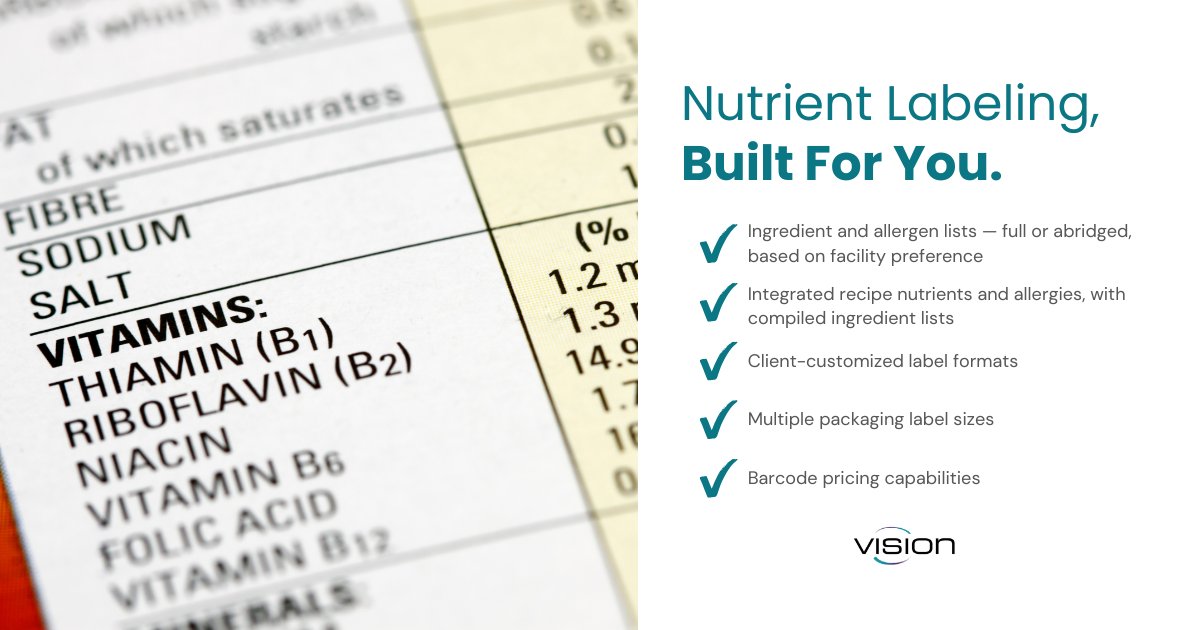 vision_software's tweet photo. VST Suite retail labels conform to FDA regulatory specifications while supporting facility-specific formats, ingredient and allergen lists, multiple label sizes, and barcode pricing. Learn more at https://t.co/MO13HH2HDB. #NutritionLabeling https://t.co/nBWbOedohH