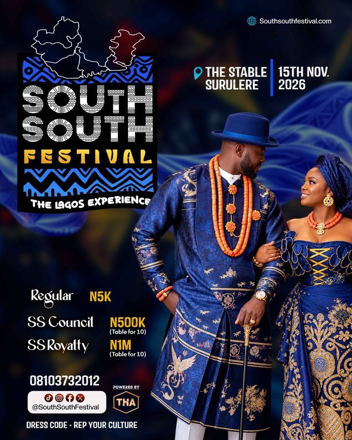 SEYNdiscover's tweet photo. The Biggest South - South Link Up
SOUTH - SOUTH FESTIVAL📌

SUN Nov 15, 2026
12 Noon - 8PM
The Stable, Bode Thomas, Surulere
Dress Code: Rep your Culture
Fashion, Food, Culture, Music, Art

Get ready for an experience of a lifetime https://t.co/HNeVnkEbha