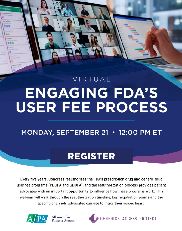 GenericsProject's tweet photo. 📢 Upcoming Webinar: Engaging in the FDA’s User Fee Process

The upcoming GDUFA reauthorization offers advocates an important opportunity to help shape the FDA’s user fee programs.

Register to learn about the process and how to make your voice heard: https://t.co/jSIf47uBRv https://t.co/9vgZyIWb7U