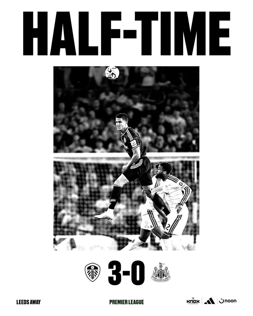 NUFC's tweet photo. Half-time at Elland Road. https://t.co/sOUQupSRAQ