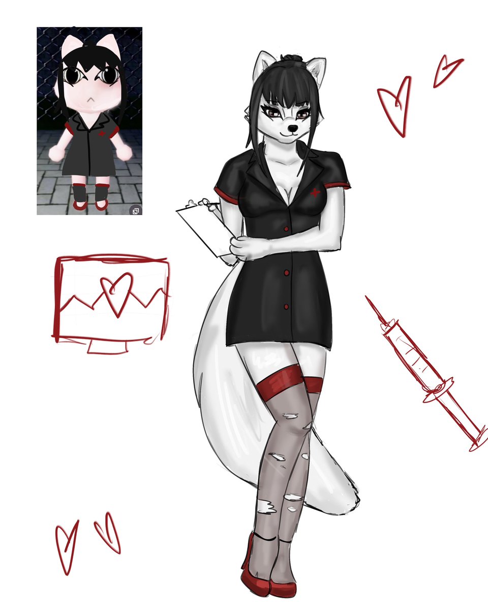 HexNebula's tweet photo. Animal hospital OC! Goth Arctic Fox nurse hene https://t.co/jaS3lr75sq