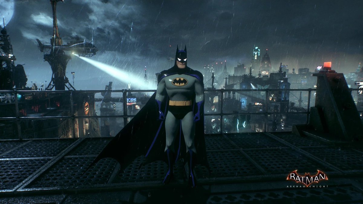 macamille97's tweet photo. @Emily26_59 Bruh Arkham City already naild this and yeah the animated series style stands out a bit but it also uses lighting to ground it more with the different style environment. https://t.co/JzpkW3UEk1