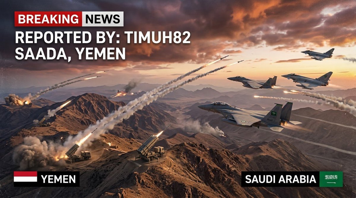 Timuharun82's tweet photo. 🚨 BREAKING NEWS

🇾🇪🇸🇦 Yemen’s Armed Forces claim they intercepted two Saudi combat formations over Saada Province, involving Typhoon and F-15 aircraft launched from the Saudi air bases in Khamis Mushait and Taif.

According to the statement, locally manufactured air-defense missiles were used, forcing the aircraft to retreat and return to their bases.

#BreakingNews #Yemen #SaudiArabia #Saada #Military